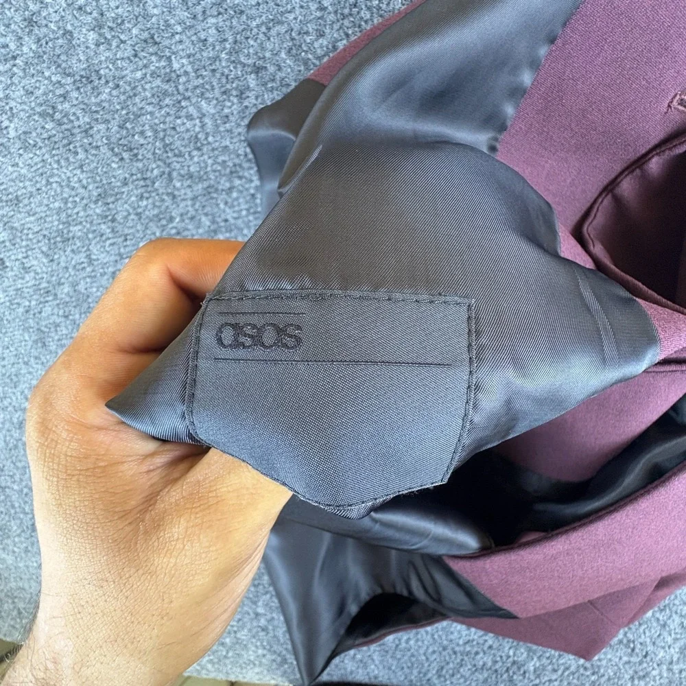 ASOS Suit Vest Men's 40 Burgundy Single Breasted Formal Business Office Wear